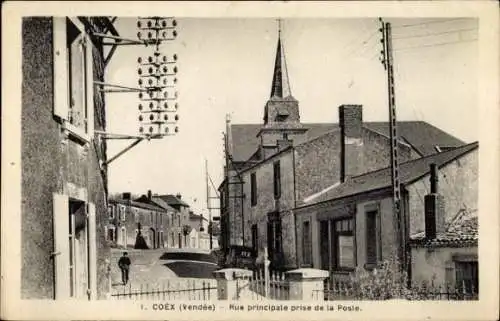 Ak Coex Vendee, Rue Principale prise de la Poste