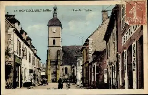 Ak Montmarault Allier, Rue de l'Eglise, Restaurant