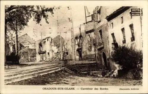 Ak Oradour sur Glane Haute Vienne, Carrefour des Bordes