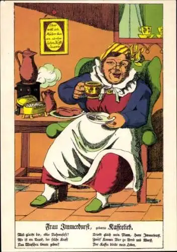 Künstler Ak Kühn, Gustav, Frau Immerdurst, geb. Kaffeelieb, Neuruppiner Bilderbogen