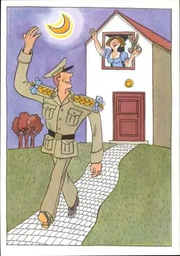 Künstler Ak Henniger, Barbara, Soldat der NVA, Militärhandelsorganisation, Humor