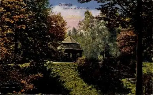 Ak Chemnitz in Sachsen, Pavillon im Wald, Bäume, Farbige , Historisch