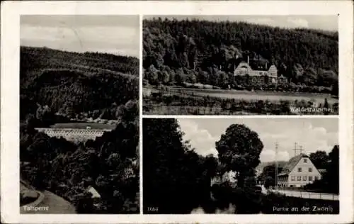 Ak Einsiedel Chemnitz, Talsperre, Waldesrauschen, Partie an der Zwönít, 1664