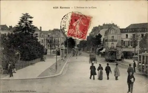 Ak Rennes Ille et Vilaine, Avenue de la Gare