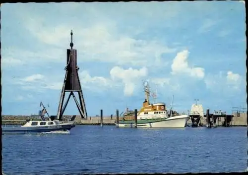 Ak Nordseebad Cuxhaven, Kugelbake mit Seenotkreuzer Arwed Emminghaus