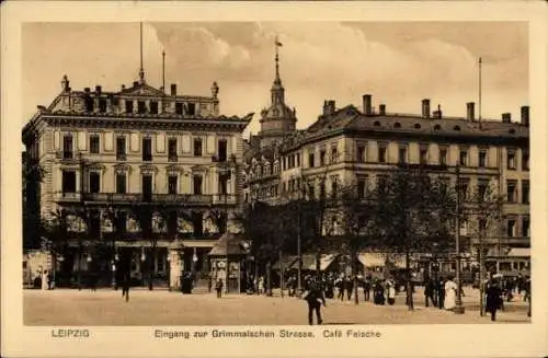 Ak Leipzig, Eingang zur Grimmaischen Straße, Café