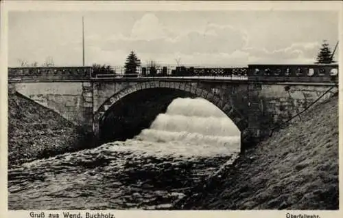 Ak Buchholz in der Nordheide, Brücke, Wasserfall, Fluss, Landschaft