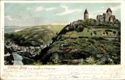 Ak Burg an der Wupper Solingen, Schloss Burg,  malerische Landschaft, s Gebäude, 