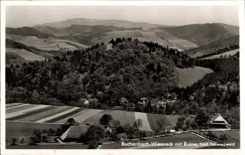 Ak Wiesneck Buchenbach im Schwarzwald, Gesamtansicht, Ruine