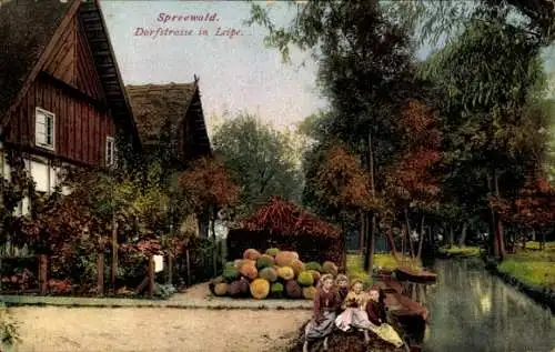 Ak Leipe Lübbenau im Spreewald, Dorfstraße