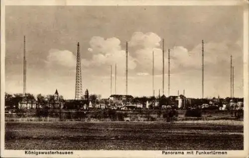 Ak Königs Wusterhausen in Brandenburg, Panorama mit Funkertürmen, Stadtansicht von Königswusterha