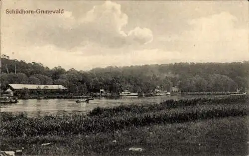 Ak Berlin Wilmersdorf Grunewald Schildhorn, Seeblick, Wald