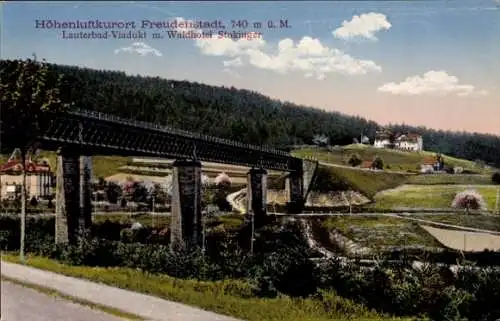 Ak Freudenstadt im Schwarzwald, Lauterbad Viadukt mit Waldhotel Stokinger