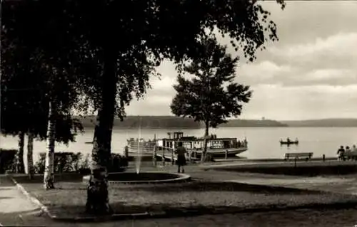 Ak Altenhof Schorfheide in Brandenburg, Promenade, Seeblick, Springbrunnen
