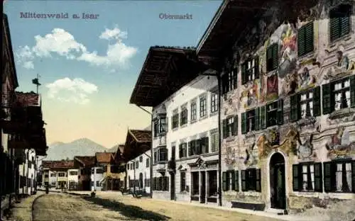 Ak Mittenwald in Oberbayern, Obermarkt