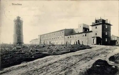 Ak Brocken im Harz, Hotel  Wasserturm, Berglandschaft,  