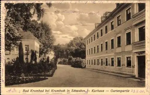 Ak Krumbach in Schwaben, Kurhaus, Gartenpartie