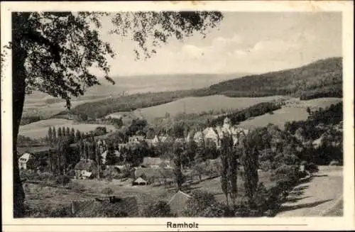 Ak Ramholz Vollmerz Schlüchtern in Hessen, Landschaftsaufnahme, Dorfansicht, Bäume, Berge, Himmel