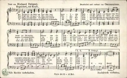 Lied Ak Deutsches Fahnenlied, Richard Dehmel