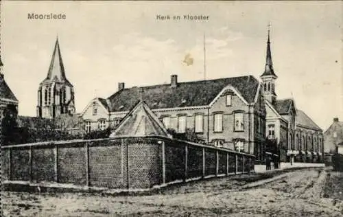 Ak Moorslede Westflandern, Kirche und Kloster, alte Architektur,  Szene