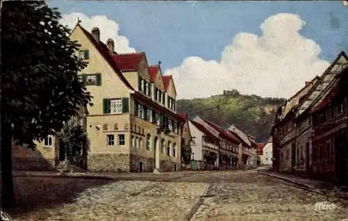 Ak Lobeda Jena Thüringen, Stadtansicht, Gebäude mit roten Dächern, Wolken