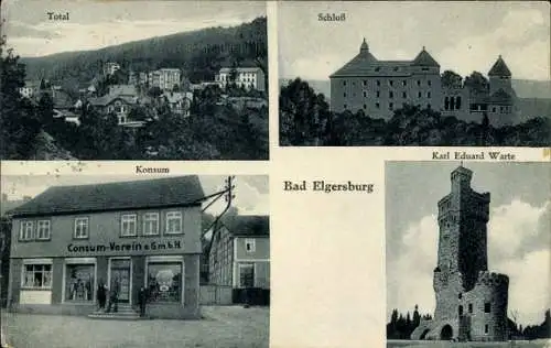 Ak Elgersburg in Thüringen, Gesamtansicht, Schloss, Konsum, Karl Eduard Warte,  von Bad Elgersbur