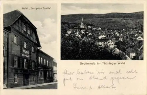 Ak Brotterode in Thüringen, Hotel Zur guten Quelle, Ansicht von Hotel, Landschaft