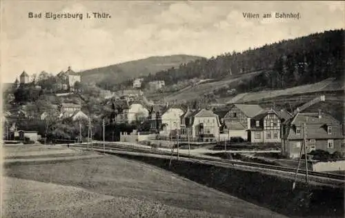 Ak Elgersburg in Thüringen, Villen, Bahnhof