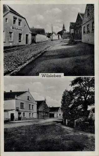 Ak Wilsleben Aschersleben im Salzlandkreis, Straßenszene, Geschäftshaus Willy Kuntze