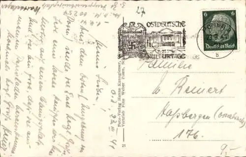 Ak Poznań Posen, Straßenpartie vor dem Schloss, Turmuhr