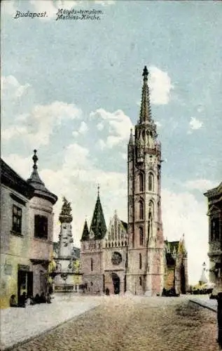 Ak Budapest Ungarn, Mátyás-templom, Mathias-Kirche,  Architektur, farbige 