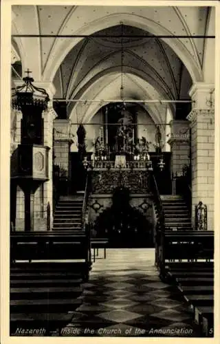 Ak Nazaret Nazareth Israel, Innenansicht der Verkündigungskirche, Sakralarchitektur, Nazareth