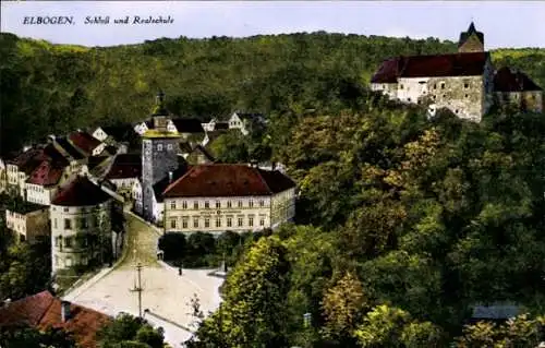 Ak Loket Elbogen Region Königgrätz, Schloss, Realschule