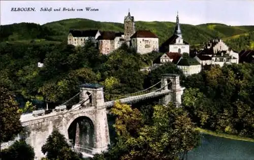 Ak Loket Elbogen Region Königgrätz, Schloss, Brücke, Landschaft,  Architektur, 