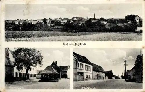 Ak Ziegelroda Querfurt im Saalekreis, Gruß aus  Dorfstraße, ländliche Szenerie,  Architektur