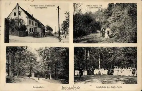 Ak Bischofrode Lutherstadt Eisleben in Sachsen Anhalt, Gasthof zum Waldhaus, Partie nach der Teuf