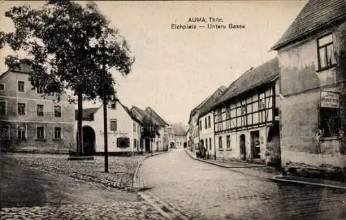 Ak Auma in Thüringen,  Elchplatz, Untere Gasse,  Architektur, Straßenansicht