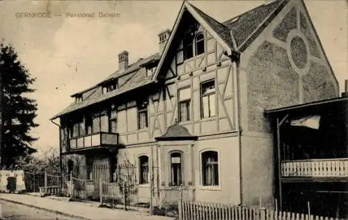 Ak Gernrode Quedlinburg im Harz, Pensionat Dahelm,  Architektur, ruhige Lage