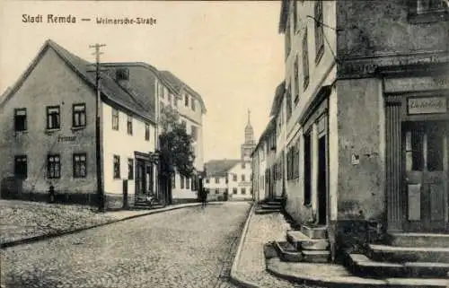 Ak Remda Rudolstadt in Thüringen, Alte Straße, Häuser, Friseur, Stadt  Weimarsche Straße
