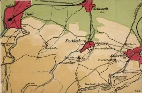 Landkarten Ak Stecklenberg, Neinstedt, Suderode, Thale