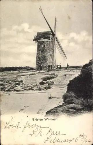 Ak Bidston Merseyside England, Windmühle
