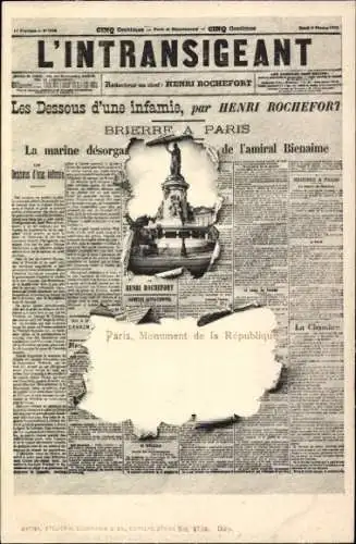 Zeitungs Ak Paris III, Monument de la République