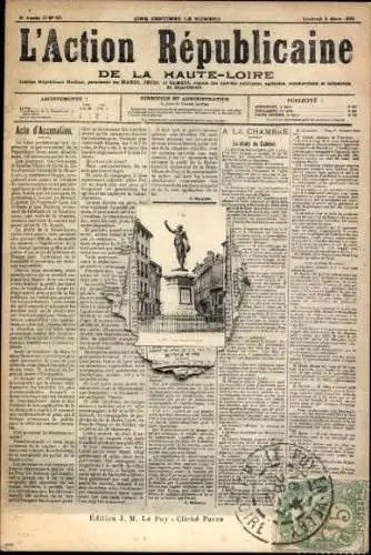 Zeitungs Ak Haute-Loire, Denkmal