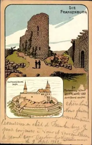 Litho Neubois Gereuth Elsass Bas Rhin, Ruine Frankenburg