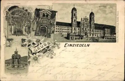 Litho Einsiedeln Kanton Schwyz Schweiz, Kloster Einsiedeln, Gnadenkapelle