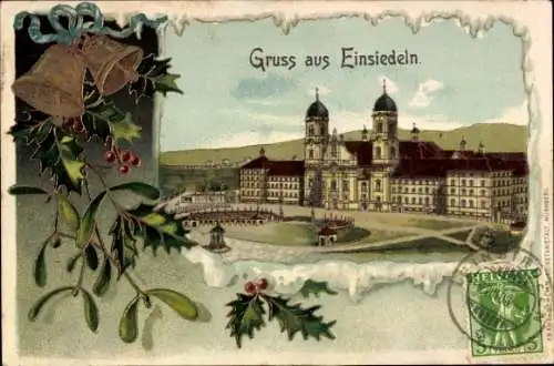 Passepartout Litho Einsiedeln Kanton Schwyz Schweiz, Kloster Einsiedeln