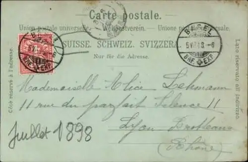 Mondschein Litho Basel Stadt Schweiz, Panorama