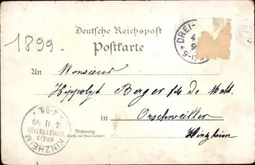 Litho Trois Épis Drei Ähren Elsass Haut Rhin, Bergbahn, Türkheim, Straßenbahn