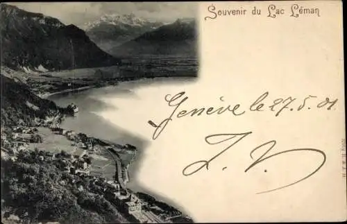 Ak Chillon Kanton Waadt Schweiz, Lac Léman, Panorama, Schloss