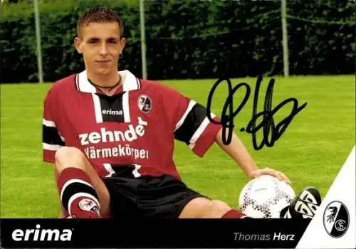 Autogrammkarte Fußballer Thomas Herz, SC Freiburg, Autogramm